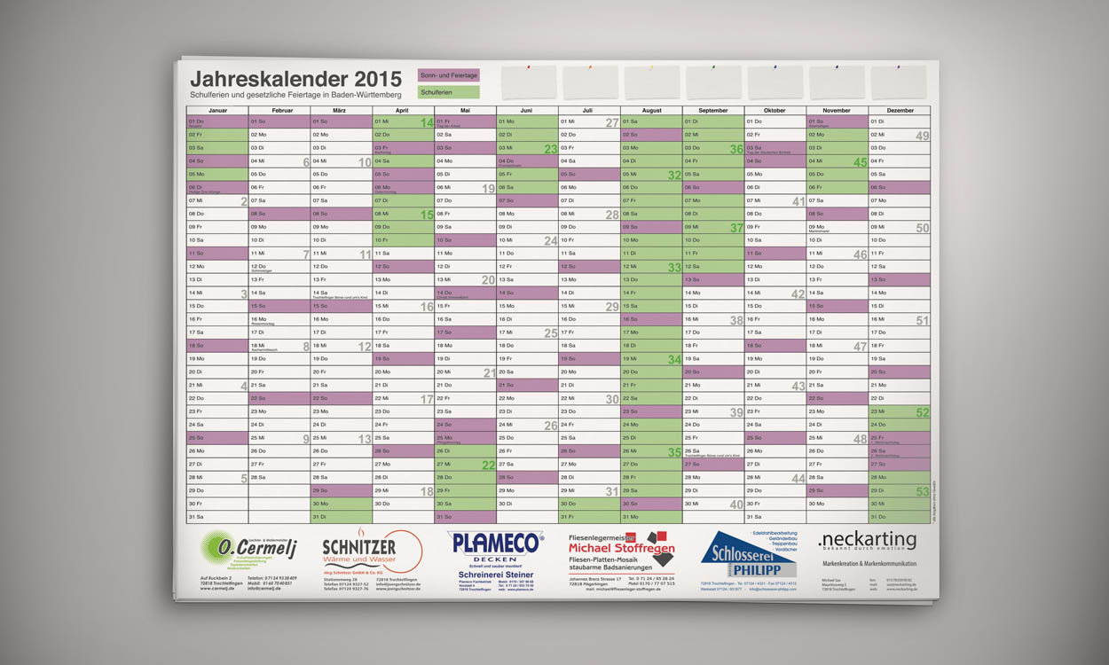 Kalendarium 2015 Printdesign Plakat drucken